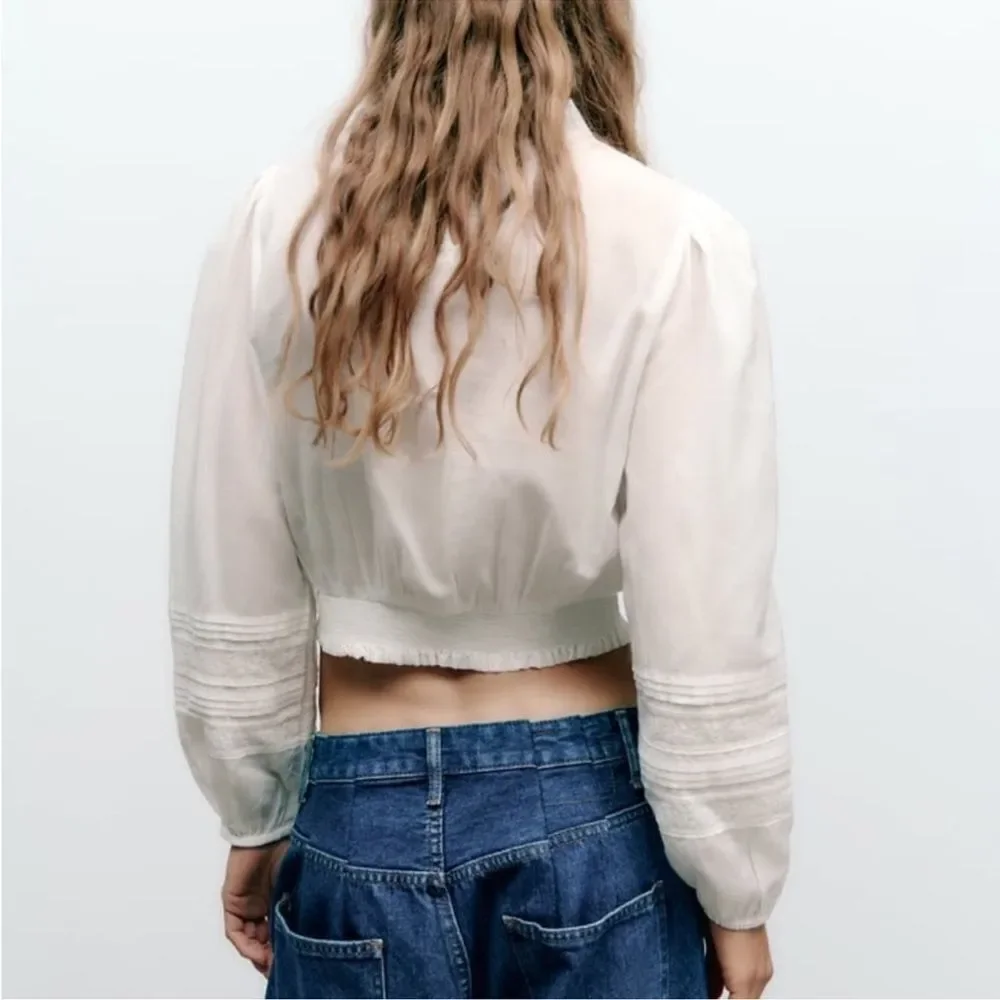 Zara cotton viscose blend long sleeve top